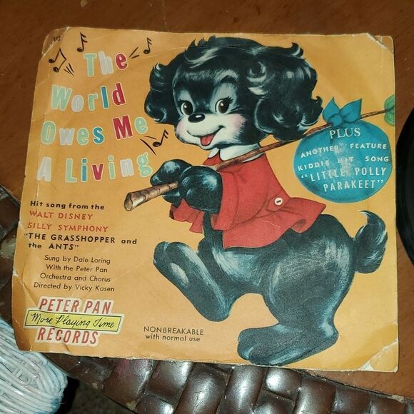 Vtg Peter Pan Records The World Owes Me A Living A Little Polly Parakeet Vinyl - Picture 2 of 7